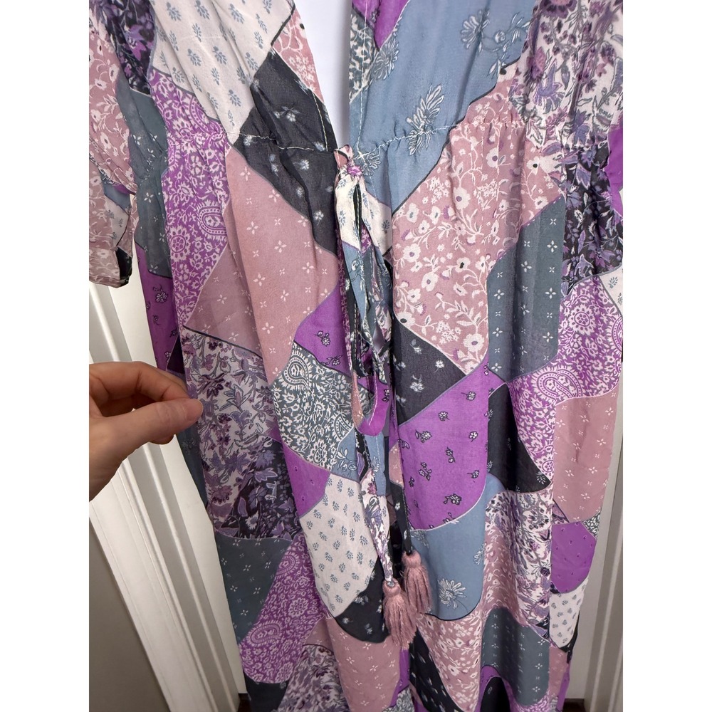Loft Patchwork Tie Front Duster One Size Boho Chi… - image 3